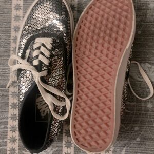 Silver Sequin Vans Skate Shoes